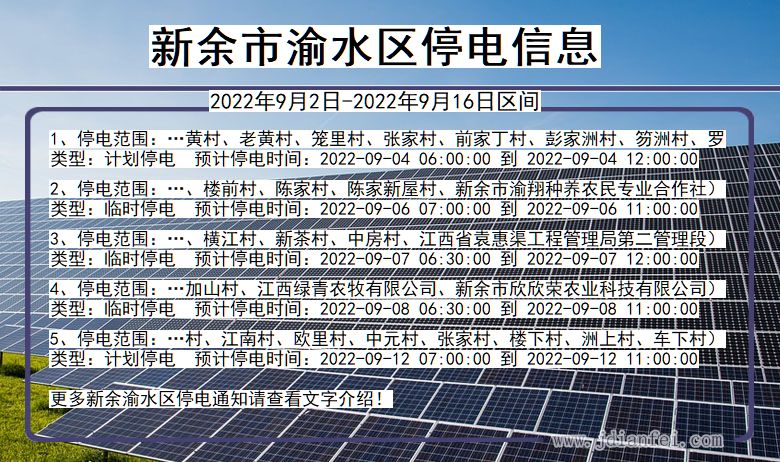 江西省新余渝水停电通知