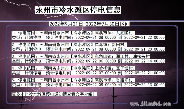 湖南省永州冷水滩停电通知