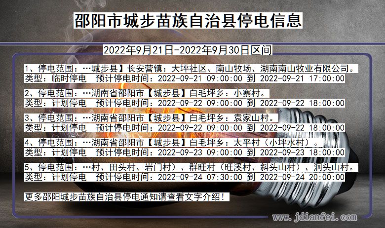 湖南省邵阳城步苗族自治停电通知