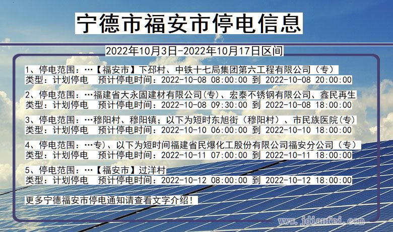 福建省宁德福安停电通知