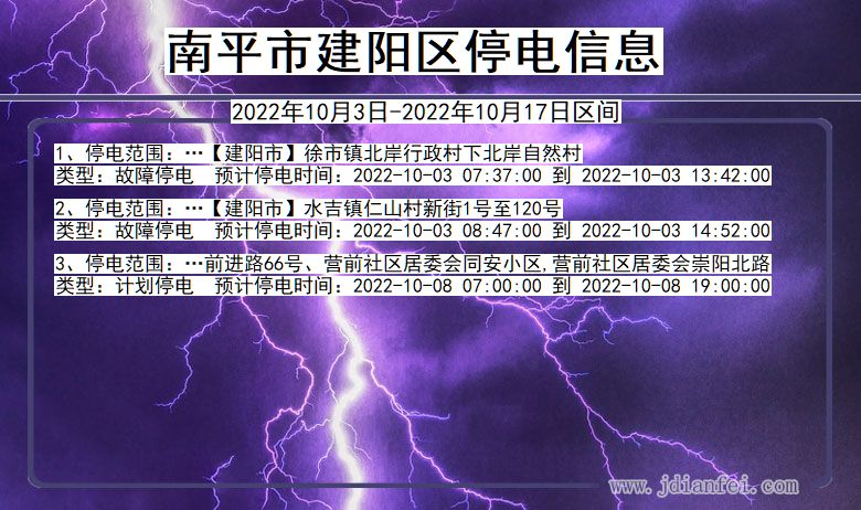 南平建阳停电通知 福建省南平建阳停电通知