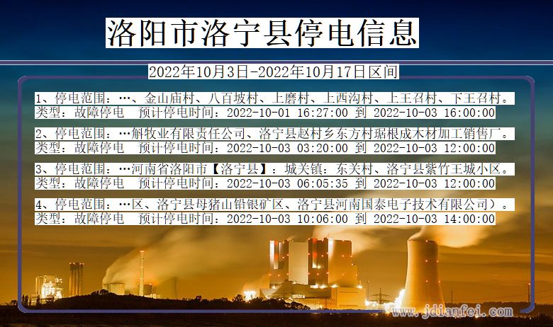 洛阳洛宁停电通知 河南省洛阳洛宁停电通知