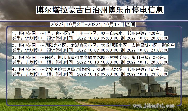 博乐2022年10月3日到2022年10月17日停电通知查询_博尔塔拉蒙古自治州博乐停电通知