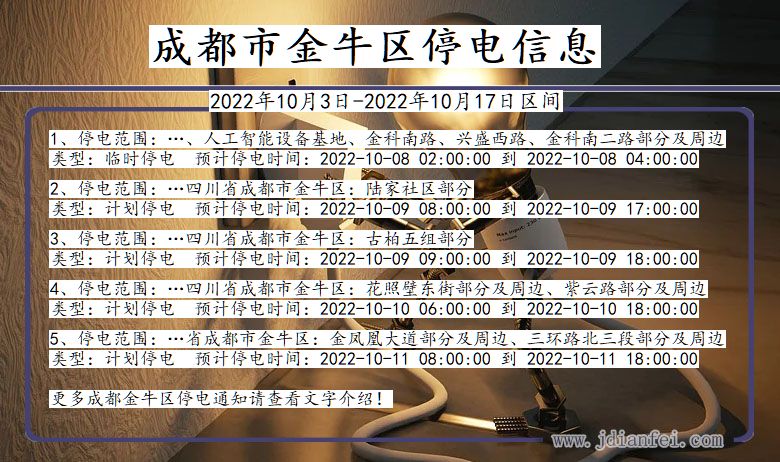 四川省成都金牛停电通知