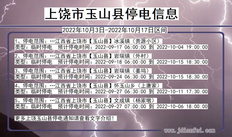 江西省上饶玉山停电通知