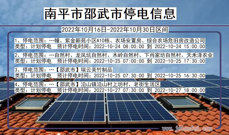 福建省南平邵武停电通知