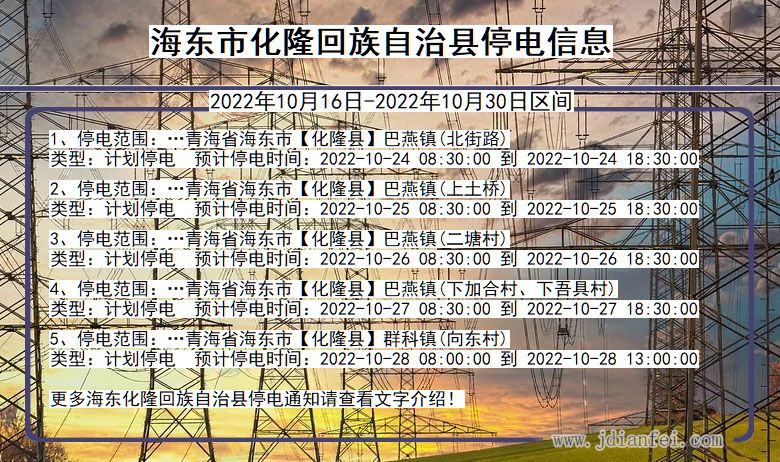 青海省海东化隆回族自治停电通知