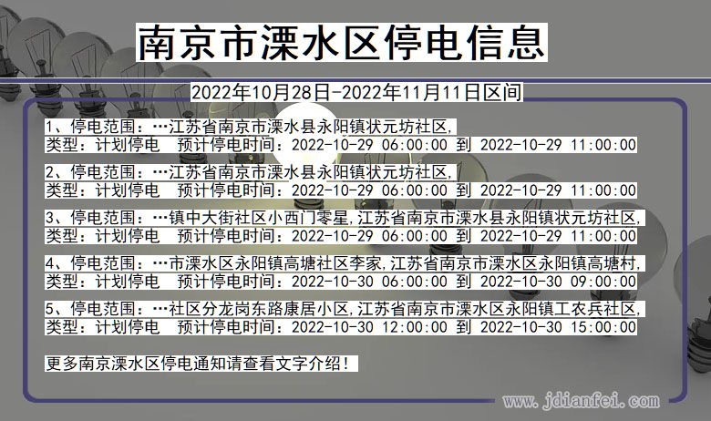 江苏省南京溧水停电通知