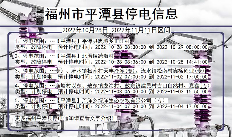 福建省福州平潭停电通知