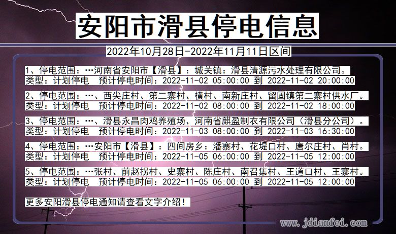 安阳滑县停电_滑县2022年10月28日到2022年11月11日停电通知查询