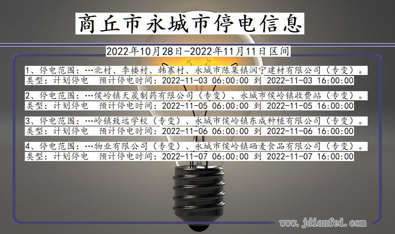 河南省商丘永城停电通知