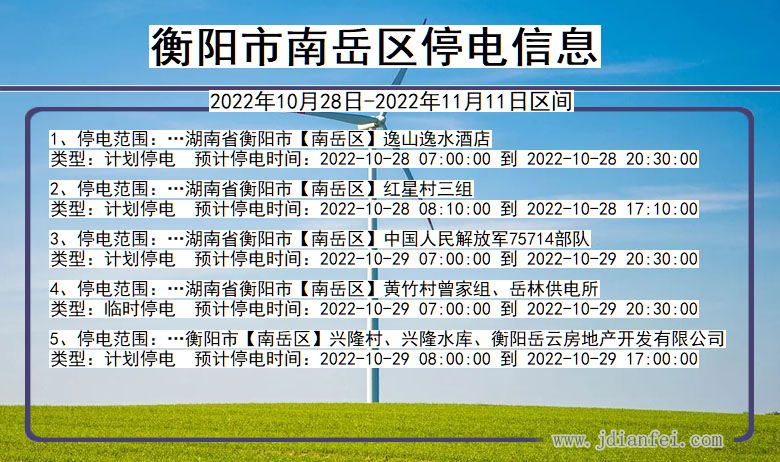 南岳2022年10月28日到2022年11月11日停电通知查询_南岳停电通知公告
