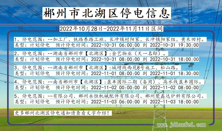 湖南省郴州北湖停电通知