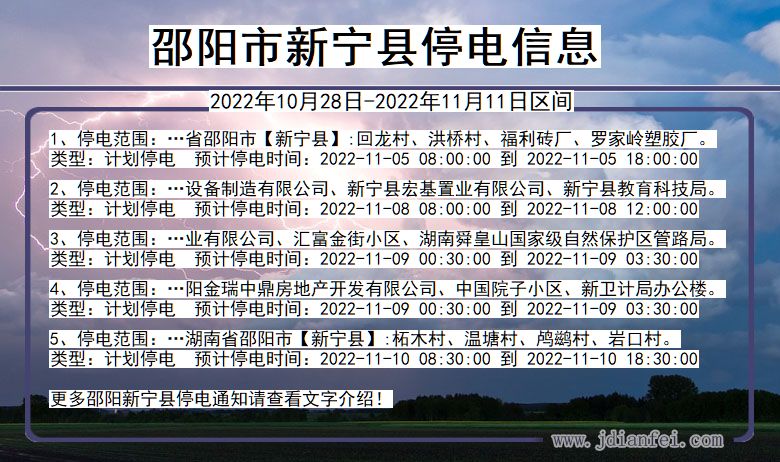 湖南省邵阳新宁停电通知