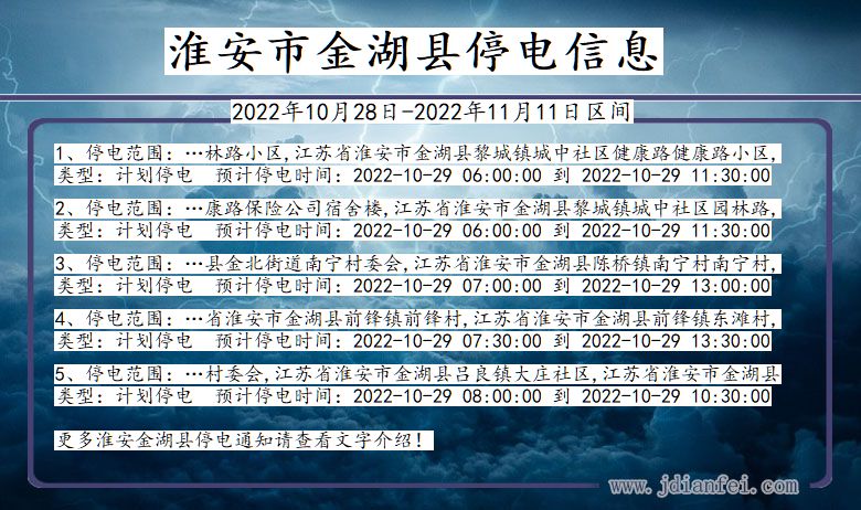 江苏省淮安金湖停电通知