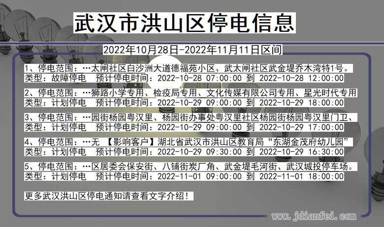 湖北省武汉洪山停电通知