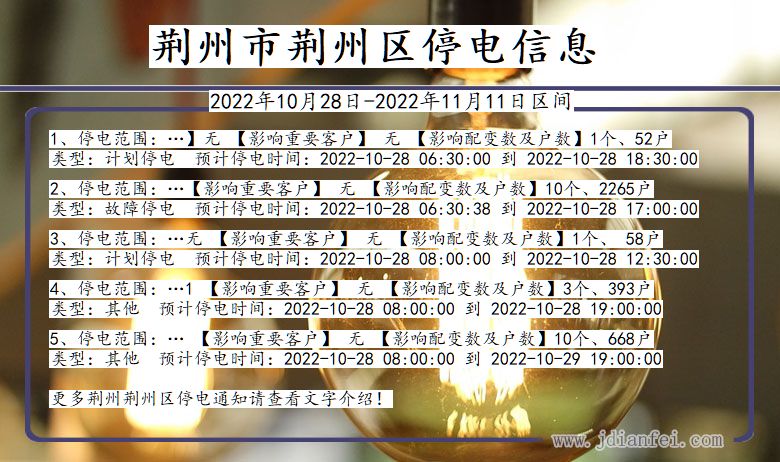 湖北省荆州荆州停电通知