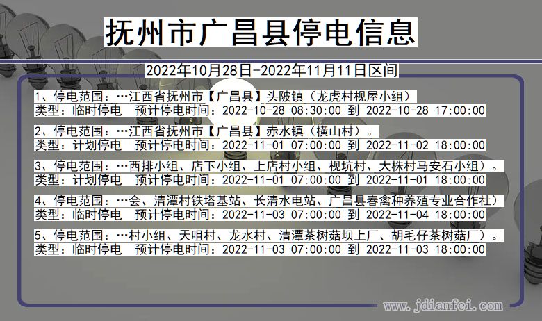 广昌2022年10月28日到2022年11月11日停电通知查询_广昌停电通知公告
