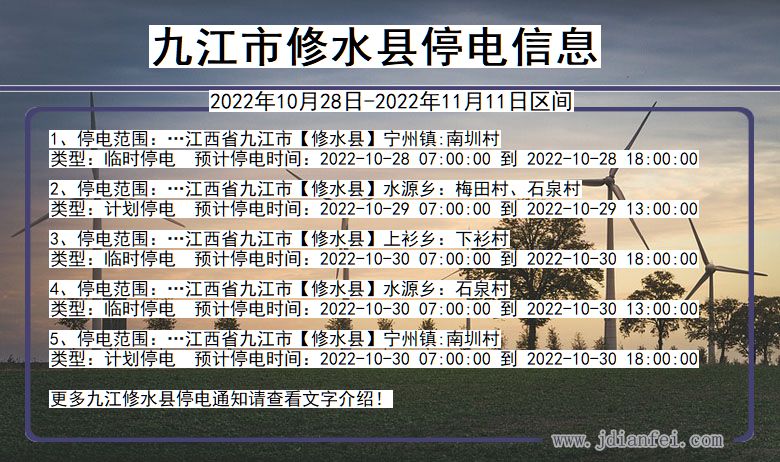 江西省九江修水停电通知