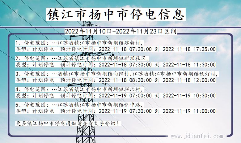 江苏省镇江扬中停电通知