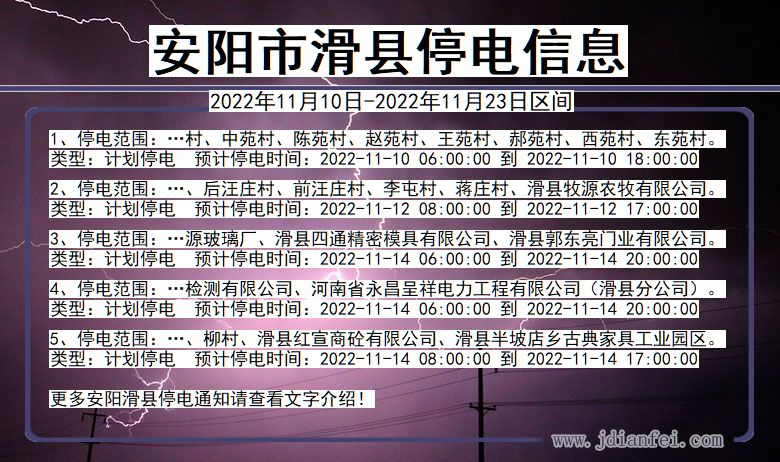 安阳滑县2022年11月10日到2022年11月23日停电通知查询_滑县停电通知