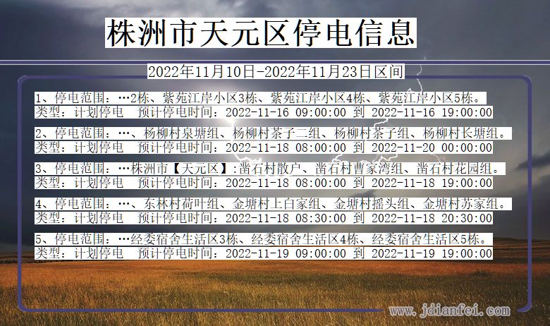 株洲天元2022年11月10日到2022年11月23日停电通知查询_天元停电通知