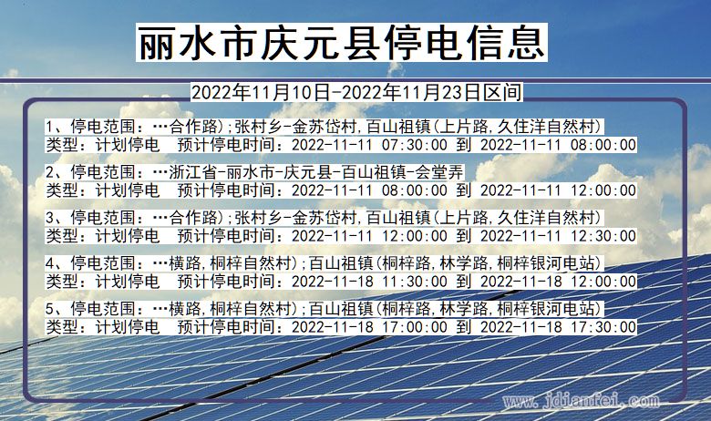 浙江省丽水庆元停电通知