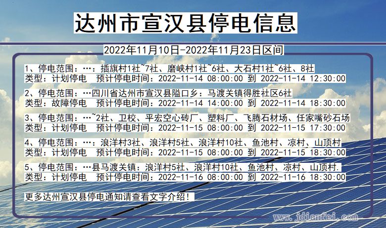 宣汉2022年11月10日到2022年11月23日停电通知查询_宣汉停电通知公告