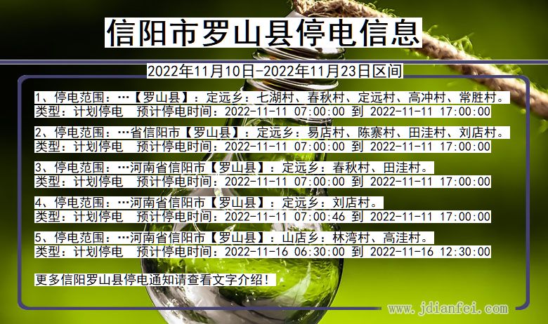 河南省信阳罗山停电通知