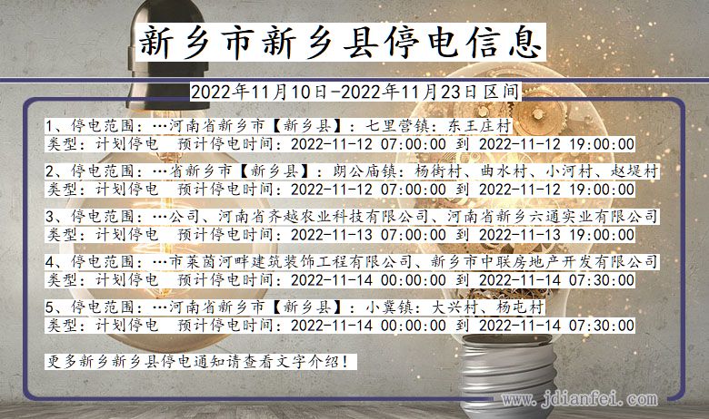 河南省新乡新乡停电通知