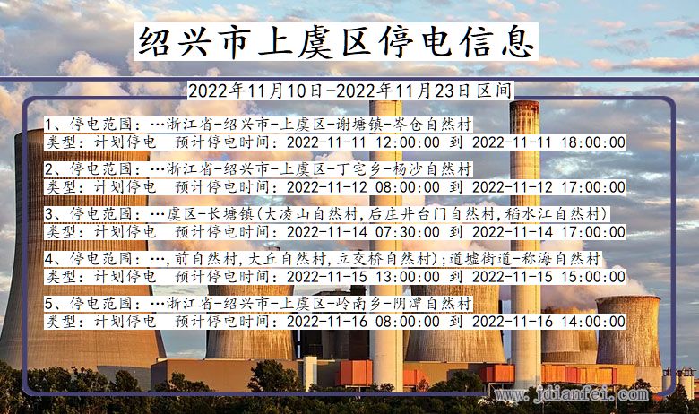 绍兴上虞停电通知 浙江省绍兴上虞停电通知