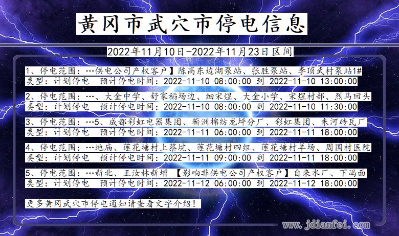 湖北省黄冈武穴停电通知