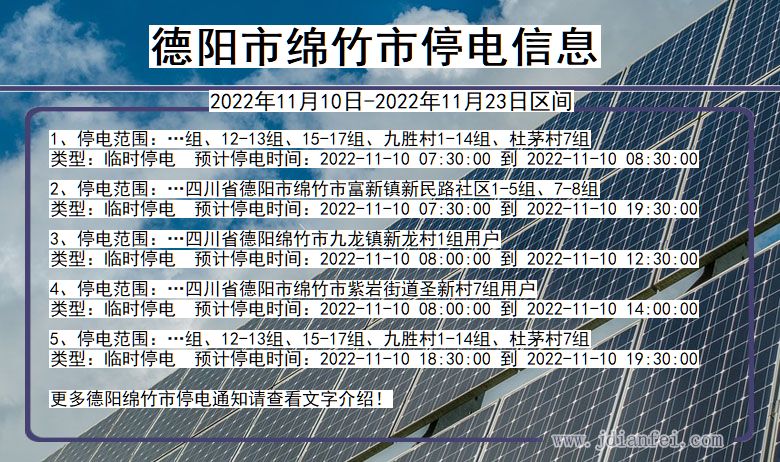 四川省德阳绵竹停电通知