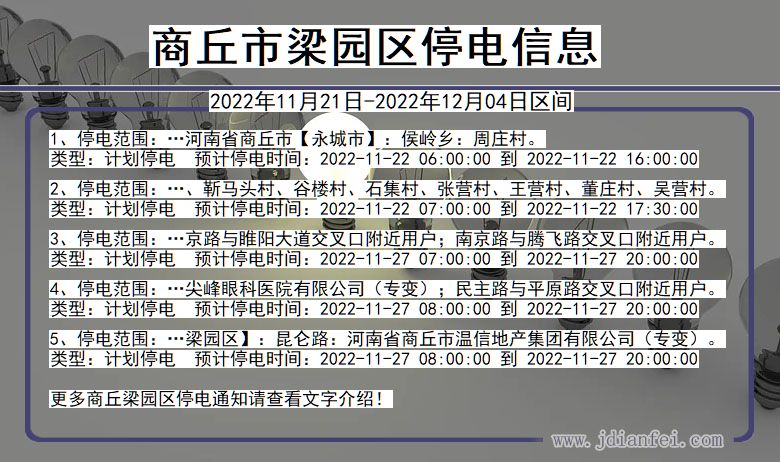 河南省商丘梁园停电通知