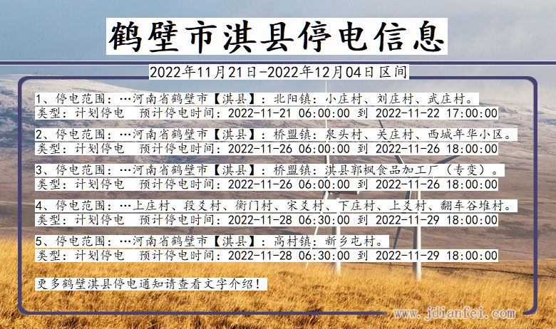 鹤壁淇县停电_淇县2022年11月21日到2022年12月04日停电通知查询