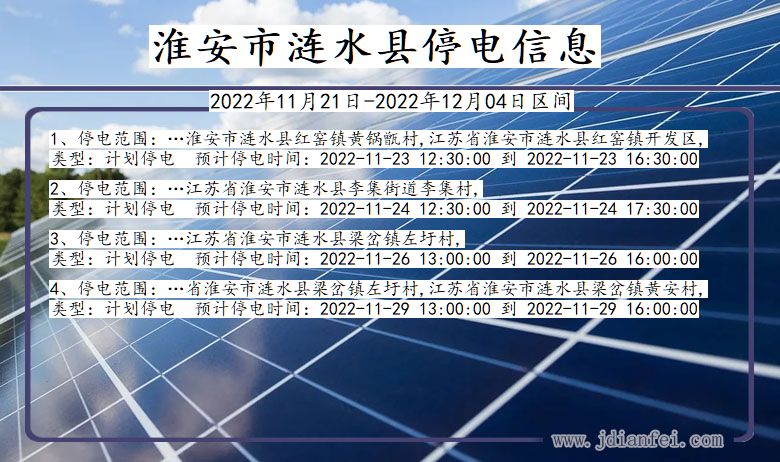 江苏省淮安涟水停电通知