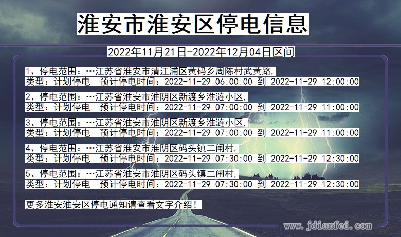 江苏省淮安淮安停电通知