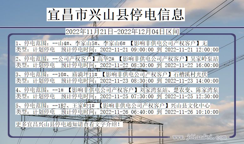 兴山2022年11月21日到2022年12月04日停电通知查询_兴山停电通知公告