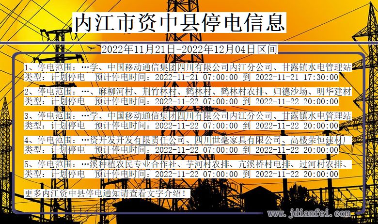 四川省内江资中停电通知