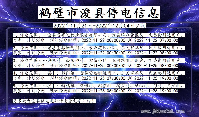 河南省鹤壁浚县停电通知