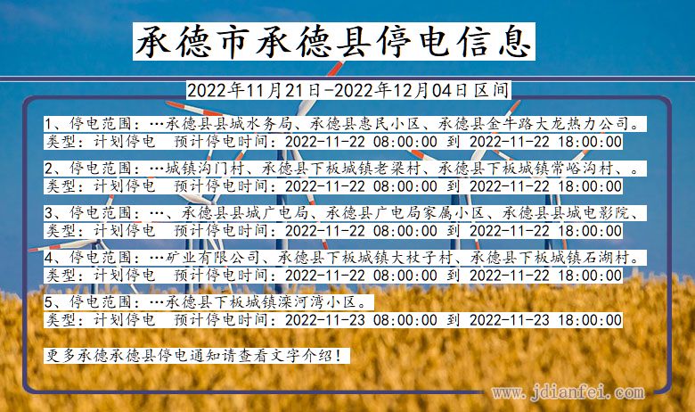 河北省承德承德停电通知