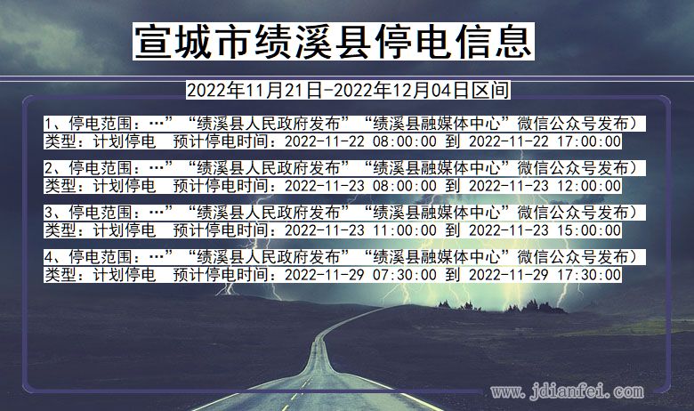 绩溪停电_宣城绩溪2022年11月21日到2022年12月04日停电通知查询