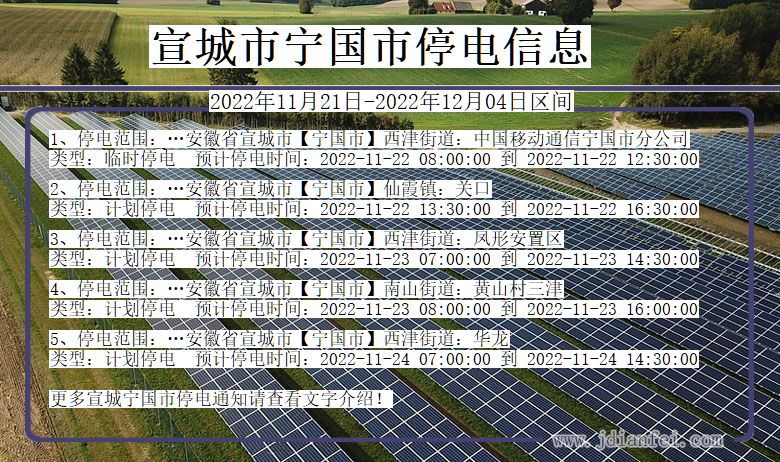 安徽省宣城宁国停电通知