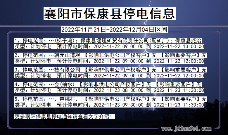 襄阳保康停电通知 湖北省襄阳保康停电通知