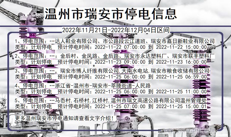 浙江省温州瑞安停电通知