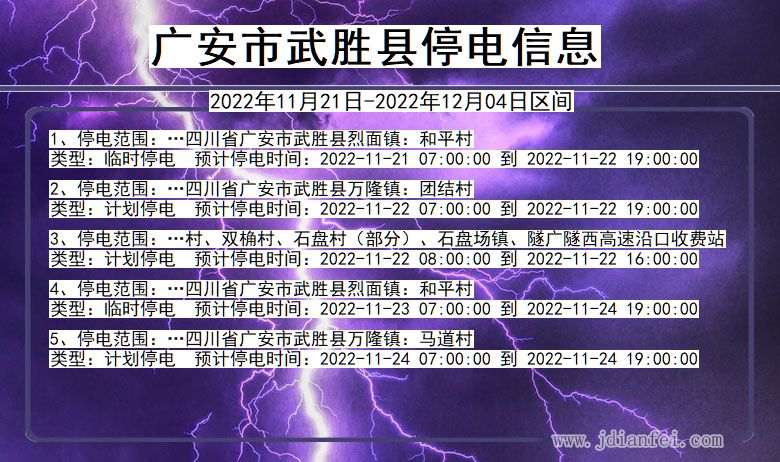 四川省广安武胜停电通知