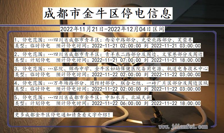 四川省成都金牛停电通知