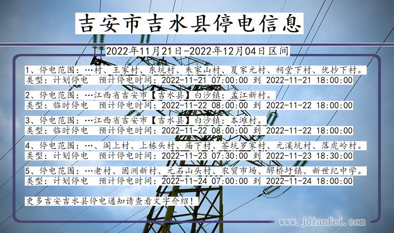 吉水2022年11月21日到2022年12月04日停电通知查询_吉水停电通知公告