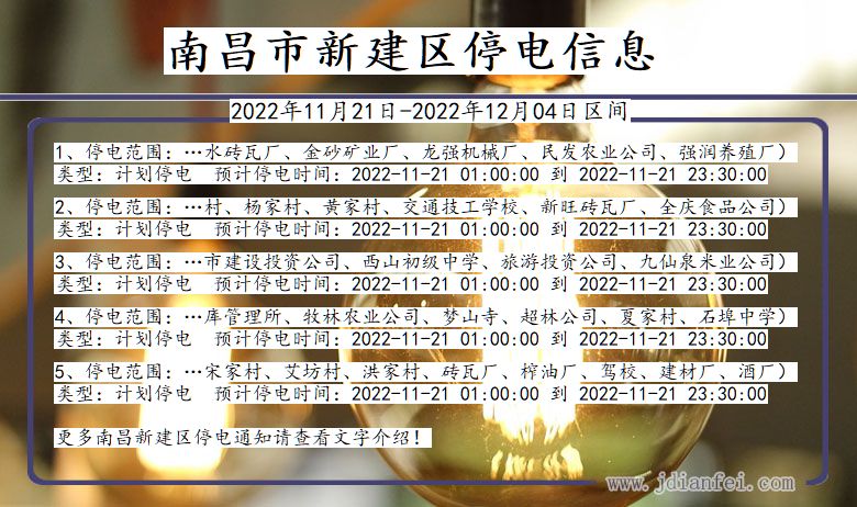 新建停电_南昌新建2022年11月21日到2022年12月04日停电通知查询