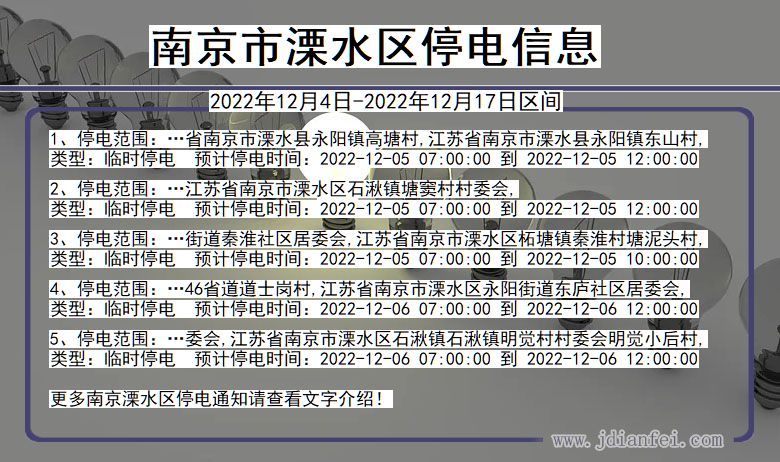 江苏省南京溧水停电通知